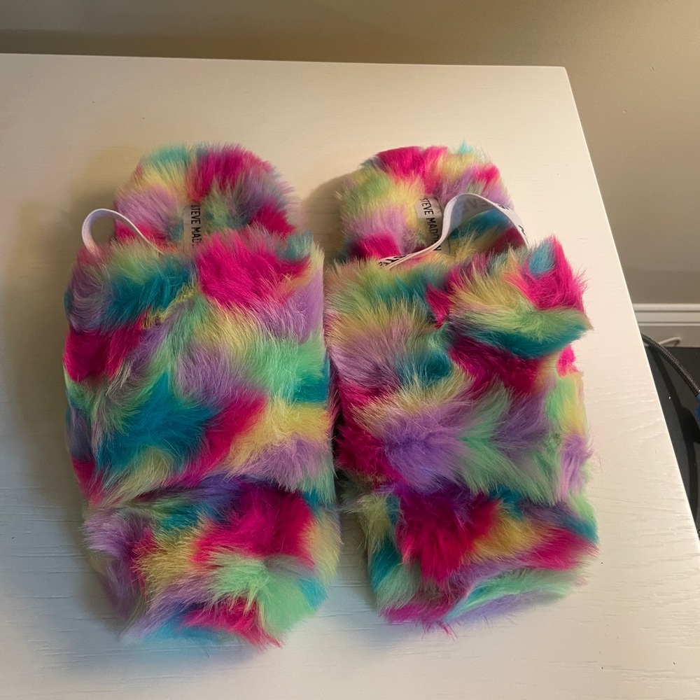 Colorful Fluffy Steve Madden Slippers